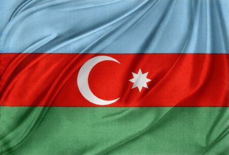 Closeup of silky Azerbaijan flagの写真素材