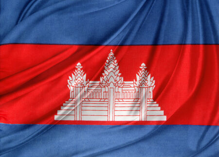 Closeup of silky Cambodian flagの写真素材