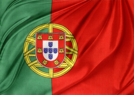 Closeup of silky Portuguese flagの写真素材
