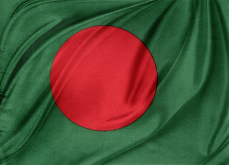 Closeup of silky Bangladesh flagの写真素材