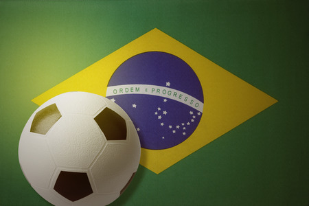 Soccer or football and Brazilian flag の写真素材