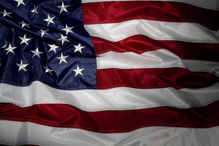 Closeup of ruffled American flag