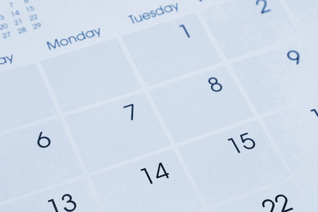 Closeup of numbers on calendar pageの写真素材