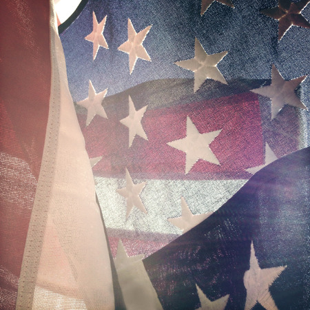 Closeup of stars and stripes of American flagの写真素材