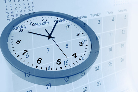 Clock face and calendar compositeの写真素材