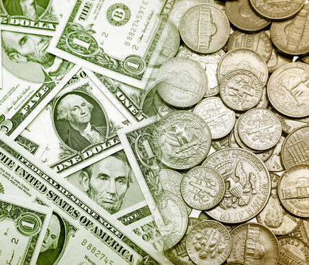 American banknotes and coinsの写真素材