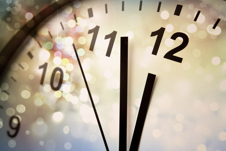 Clock face and abstract background. New Year. Christmas