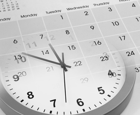 Clock face and calendar composite