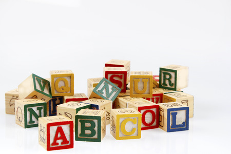 Learning blocks on plain backgroundの写真素材