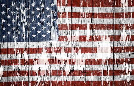 Flaking paint boards American flagの写真素材
