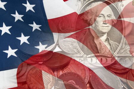 American flag and currency
