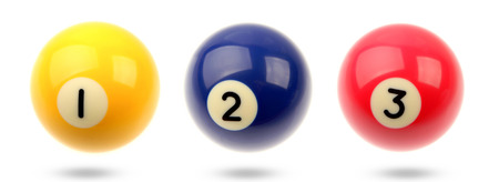 Three pool balls on plain backgroundの写真素材