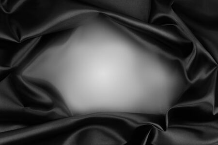 Rippled black silk fabricの写真素材