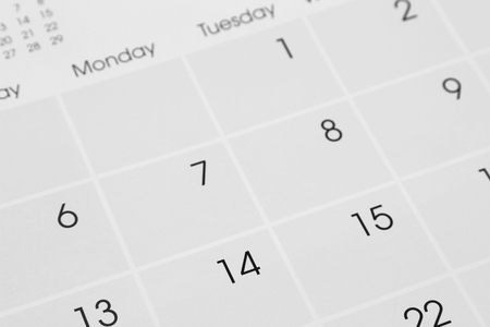 Closeup of numbers on calendar pageの写真素材