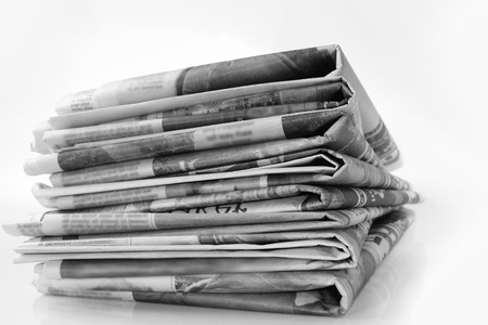 Closeup of pile of newspapersの写真素材