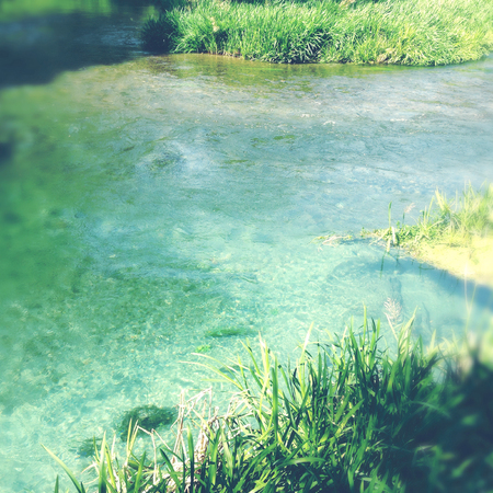 Pure clean spring water streamの写真素材