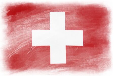 Swiss flag on plain backgroundの写真素材