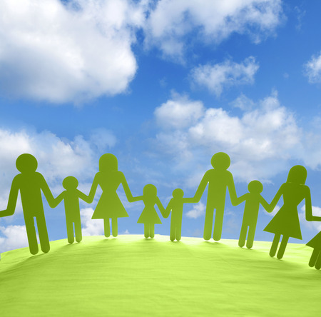 Family united together holding handsの写真素材