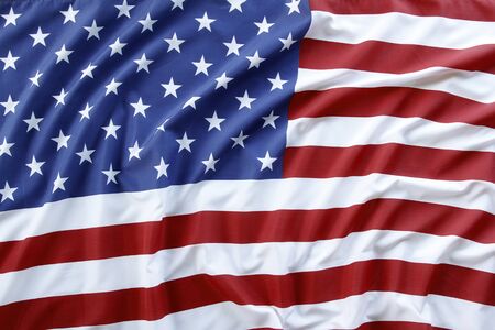 Closeup of rippled American flag