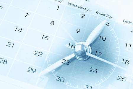 Clock face and calendar compositeの写真素材