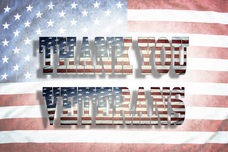 Thank you Veterans wording on American flagの写真素材