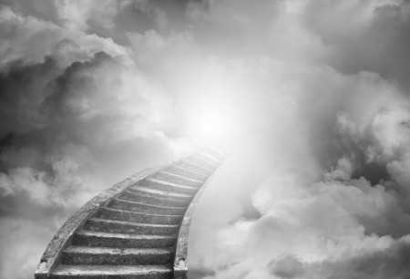 Stairway leading up to heavenly skyの写真素材