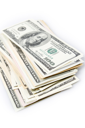 Closeup of assorted American banknotesの写真素材