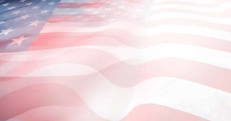 Abstract wavy USA flags. Stars and stripesの写真素材