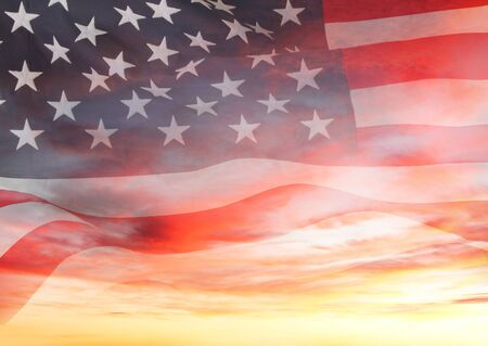 American flag in the sky