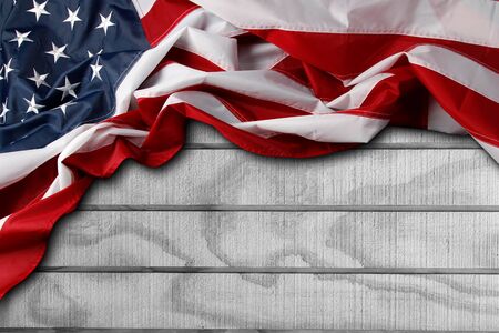 Closeup of American flag on boards