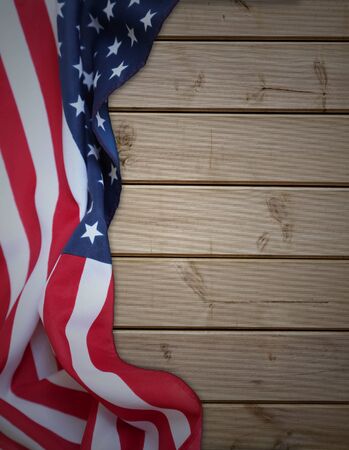 Closeup of American flag on boardsの写真素材