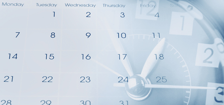 Clock face and calendar compositeの写真素材