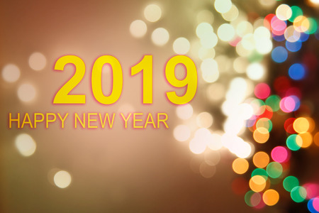 Happy New Year 2019 lightsの写真素材