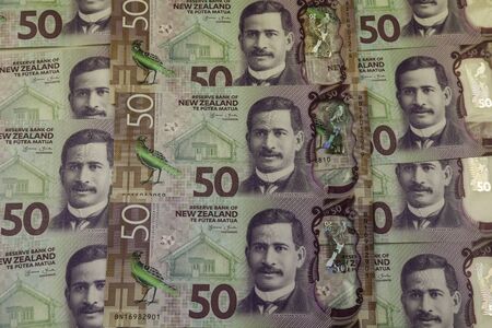 Close-up of New Zealand fifty dollar banknotesの写真素材