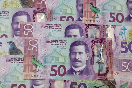 Close-up of New Zealand fifty dollar banknotesの写真素材