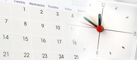 Clock face and calendar compositeの写真素材