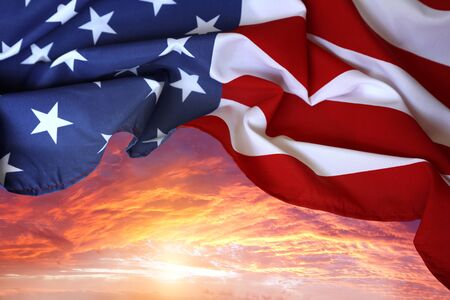 American flag in the sky