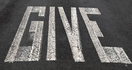 The word give painted on road の写真素材