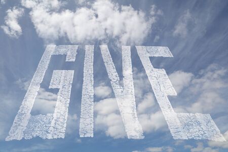 The word Give in cloudsの写真素材