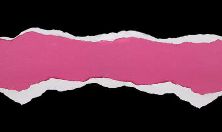 Ripped paper on pink background, space for copyの写真素材