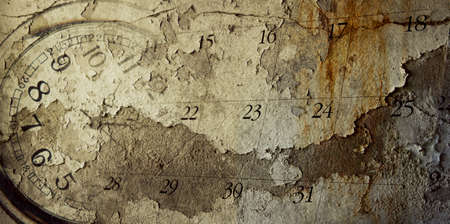 Grunge clock face and calendar on grunge background