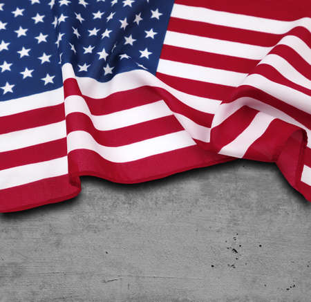 American flag on concrete backgroundの写真素材