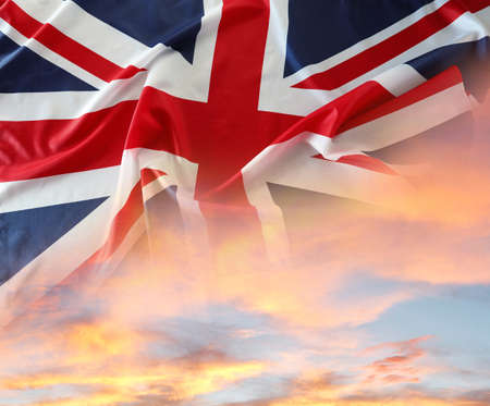 Union Jack flag in bright sky