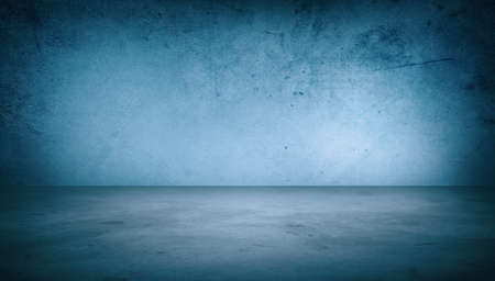 Empty blue concrete floor and wall