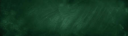 Chalk rubbed out on green chalkboard wide banner backgroundの写真素材