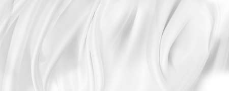 Close-up of rippled white silk fabric textureの写真素材