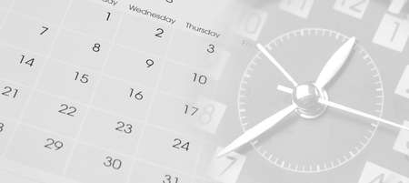 Clock face and calendar compositeの写真素材