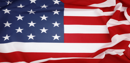 Close-up of rippled American flagの写真素材
