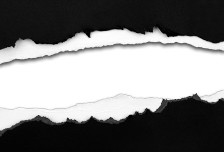 Ripped black paper on plain background, space for copyの写真素材