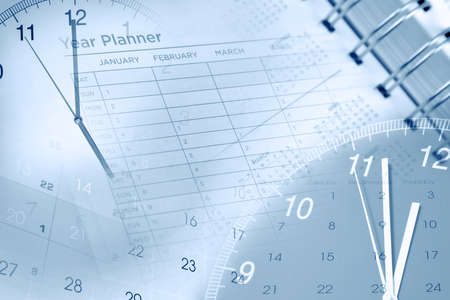 Clock faces and calendars compositeの写真素材